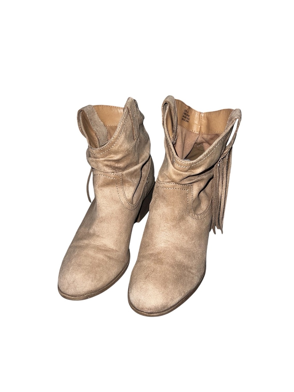 Short Cowgirl Style Fringe Boots- 8.5
